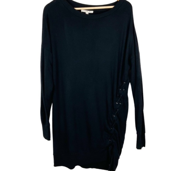 Express Women’s Black Side Lace Up Sweater Knit Tunic Dress - Picture 6 of 16